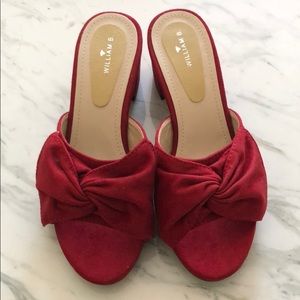 Brand New Faux Suede Red Slide Heels